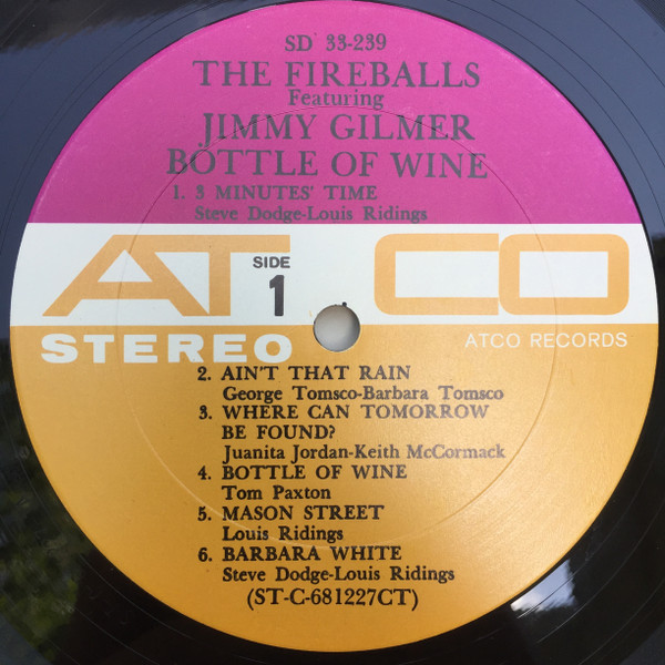 The Fireballs Featuring Jimmy Gilmer - Bottle Of Wine (LP, Album, CT)