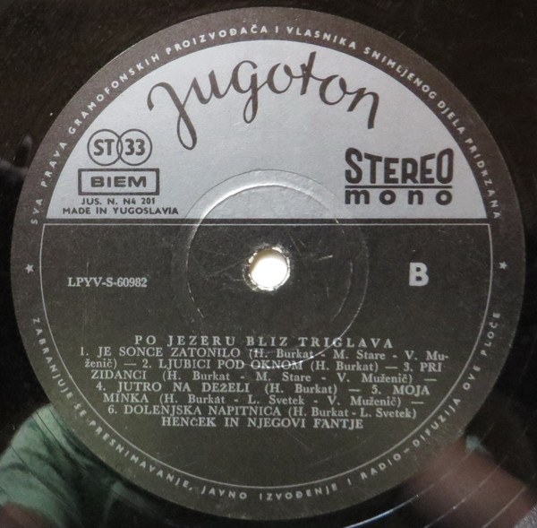 Henček In Njegovi Fantje - Po Jezeru Bliz Triglava (LP, Album)