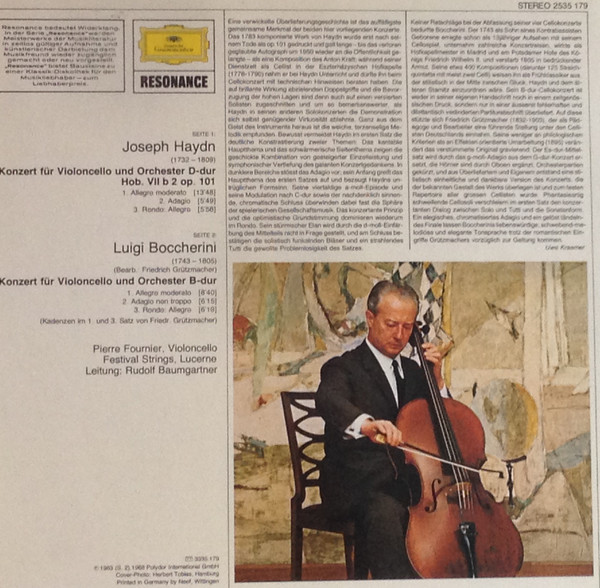 Pierre Fournier - Festival Strings Lucerne - Haydn* - Boccherini* - Haydn Cellokonzert D-Dur / Boccherini Cellokonzert B-Dur (LP)