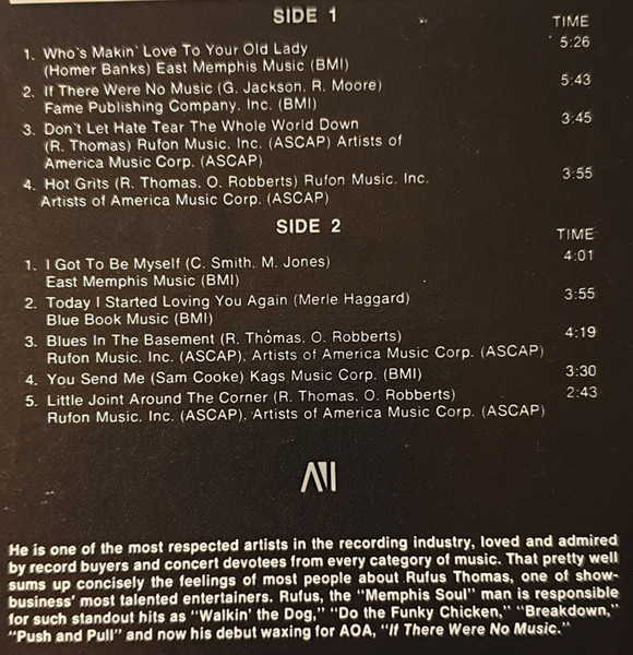 Rufus Thomas - If There Were No Music (LP, Album, Rai)