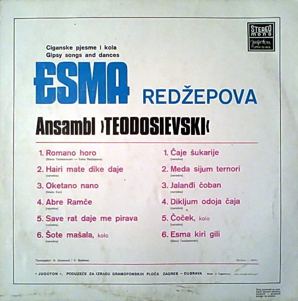 Esma* I Ansambl Teodosievski - Esma (LP, Album, RE, RP)