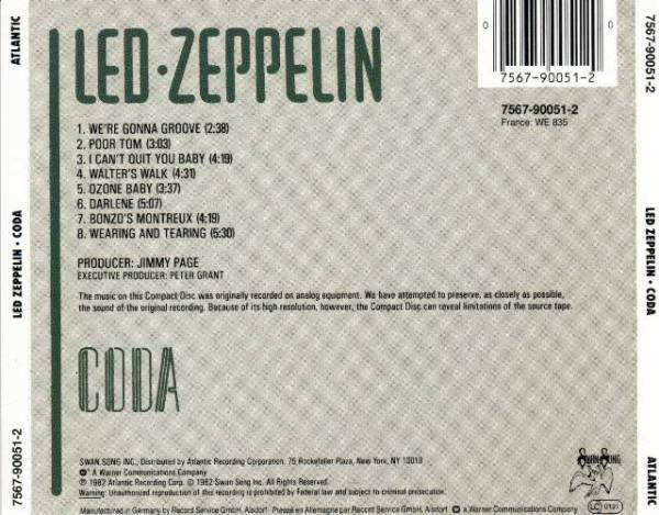 Led Zeppelin - Coda (CD, Album, RE)