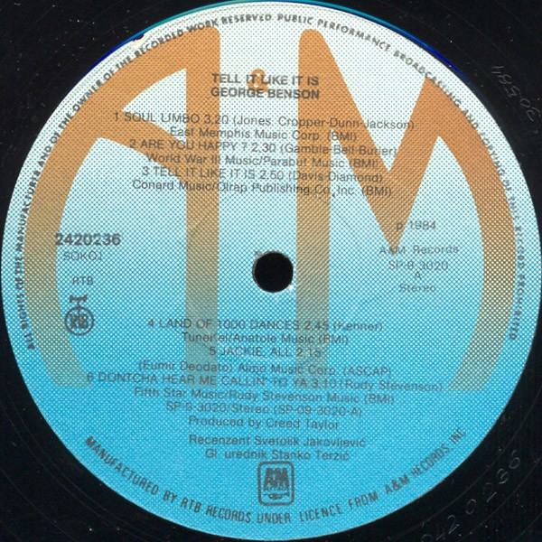 George Benson - Tell It Like It Is (LP, Album, Gat)