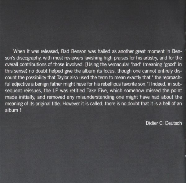 George Benson - Bad Benson (CD, Album, RE, RM)