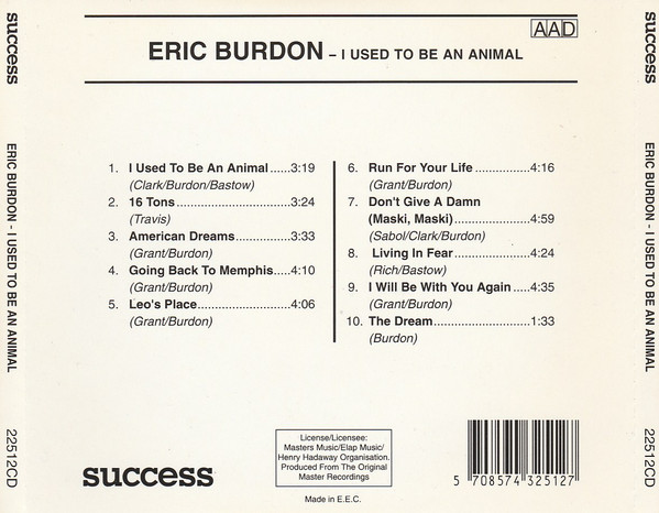 Eric Burdon - I Used To Be An Animal (CD, Album)