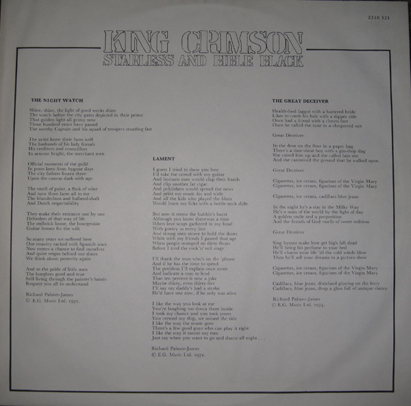 King Crimson - Starless And Bible Black (LP, Album, RE, Gat)