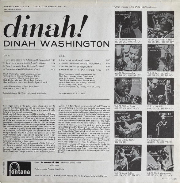 Dinah Washington - Dinah! (LP, Comp)