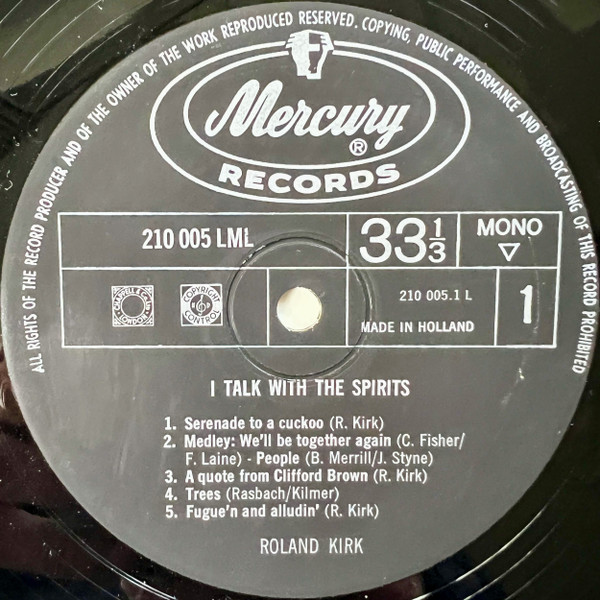 Roland Kirk - I Talk With The Spirits (LP, Album, Mono, RE)