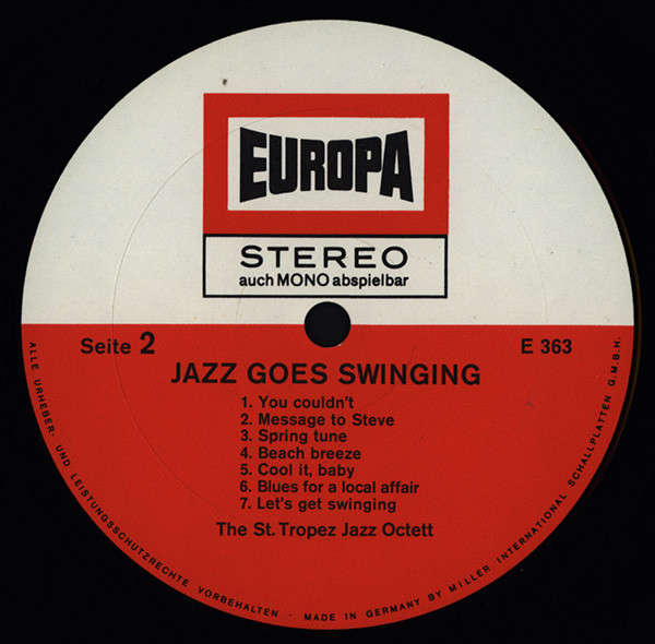 The St. Tropez Jazz Octett - Jazz Goes Swinging (LP, Album)