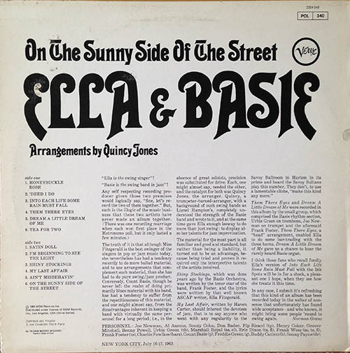 Ella* & Basie* - On The Sunny Side Of The Street (LP, Album, RE)