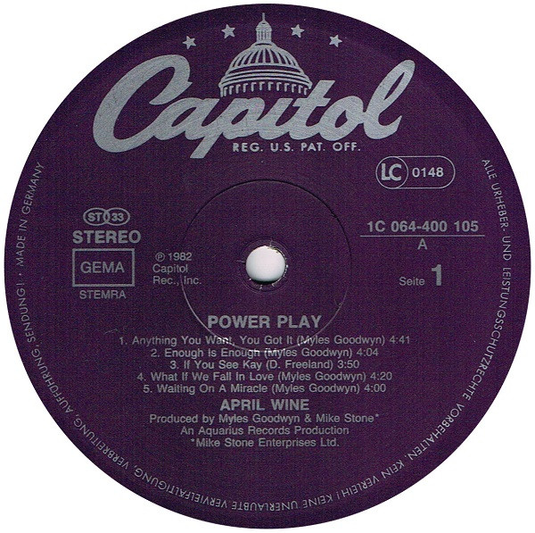 April Wine - Power Play (LP, Album)