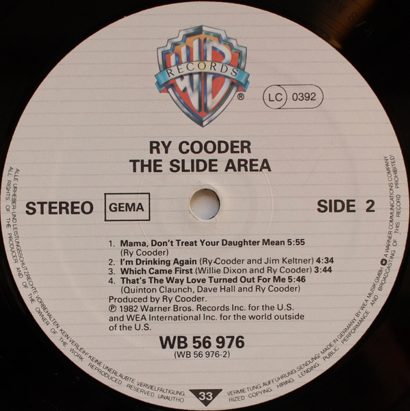 Ry Cooder - The Slide Area (LP, Album)