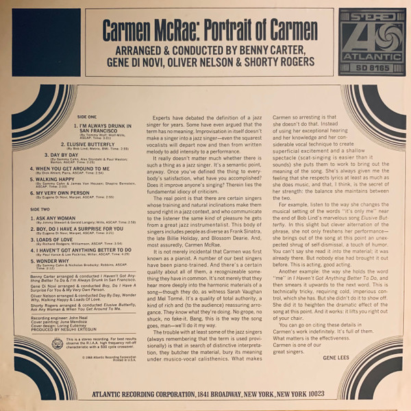 Carmen McRae - Portrait Of Carmen (LP, Album)
