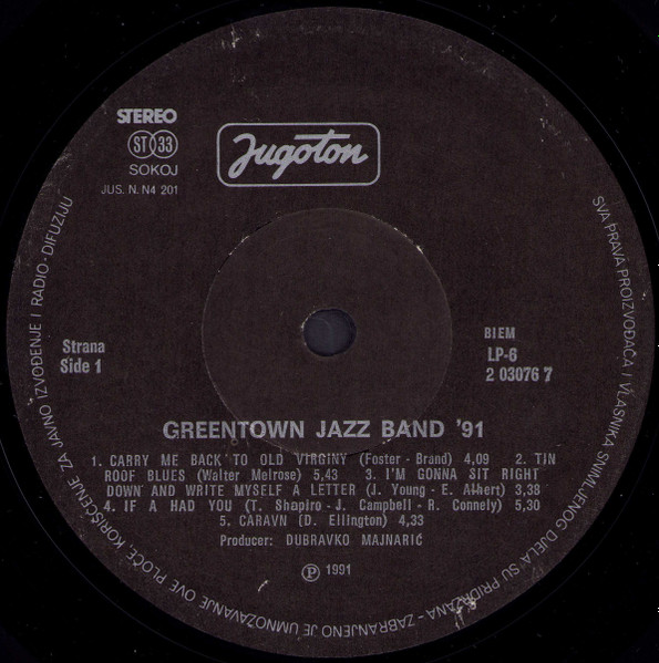 Greentown Jazz Band - On The Road - Greentown Jazz Band '91 (LP, Album)