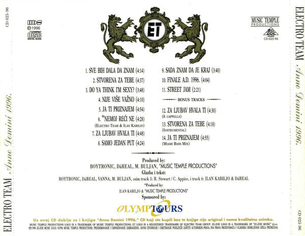 Electro Team - Anno Domini 1996. (CD, Album)