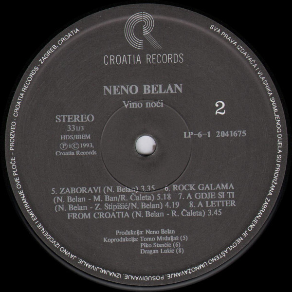 Neno Belan - Vino Noći (LP, Album)