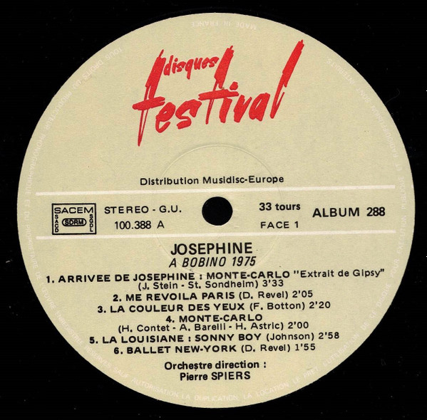 Josephine Baker - Josephine À Bobino 1975 (2xLP, RE)