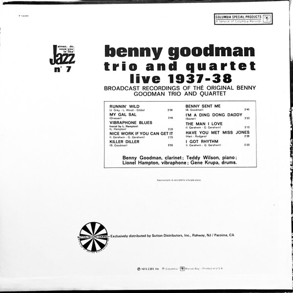 Benny Goodman Trio And Quartet* - Live 1937-38 (LP, Comp, RM)