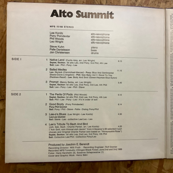 Lee Konitz / Pony Poindexter / Phil Woods / Leo Wright - Alto Summit (LP, Album)