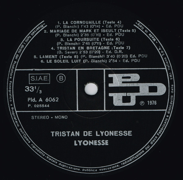 Lyonesse - Tristan De Lyonesse (LP, Album)
