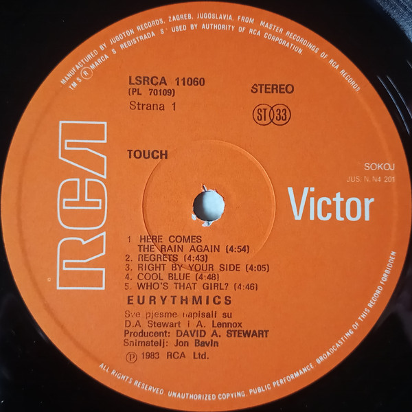 Eurythmics - Touch (LP, Album)