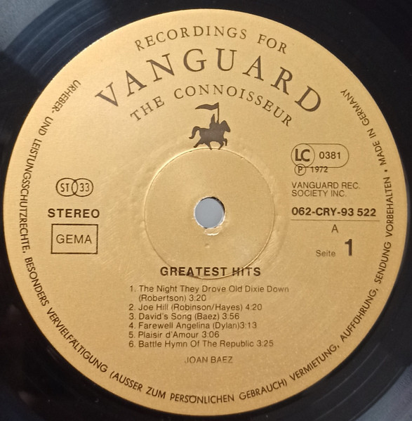 Joan Baez - Greatest Hits (LP, Comp)