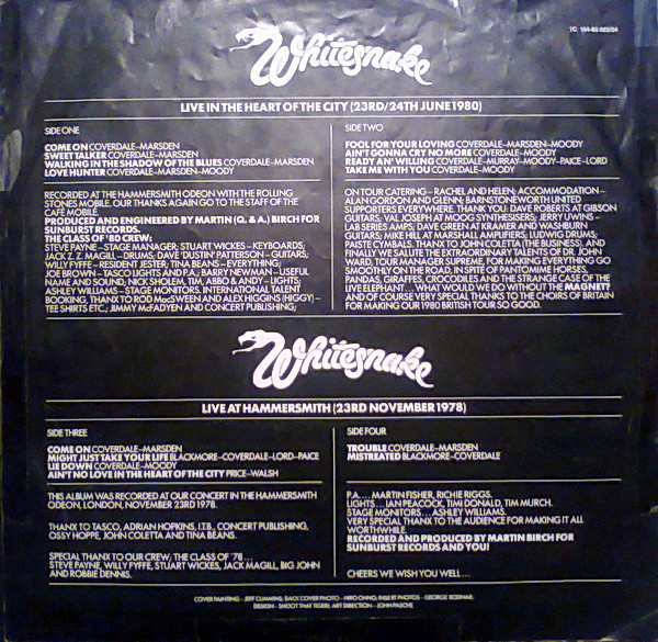 Whitesnake - Live... In The Heart Of The City (2xLP, Album)