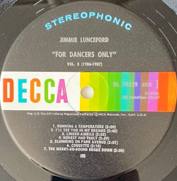 Jimmie Lunceford - For Dancers Only  (Vol. 3 1936-1937) (LP, Comp, RE)