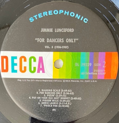 Jimmie Lunceford - For Dancers Only  (Vol. 3 1936-1937) (LP, Comp, RE)