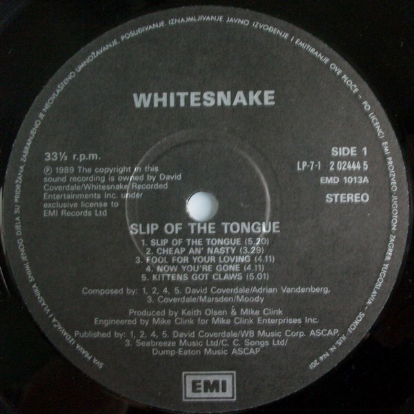 Whitesnake - Slip Of The Tongue (LP, Album)