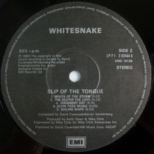 Whitesnake - Slip Of The Tongue (LP, Album)