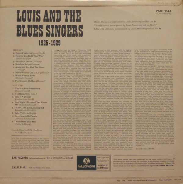 Louis Armstrong / Victoria Spivey / Hociel Thomas / Lillie Delk Christian - Louis & The Blues Singers 1925-1929 (LP, Comp)