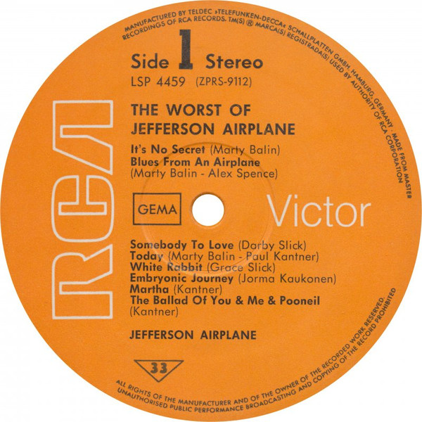 Jefferson Airplane - The Worst Of Jefferson Airplane (LP, Comp)