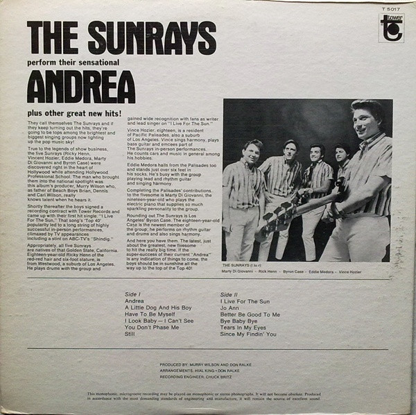 The Sunrays - Andrea (LP, Album, Mono, Scr)