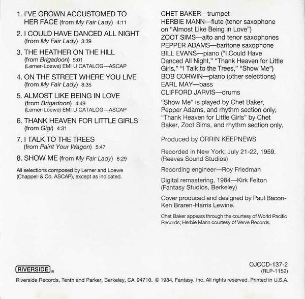 Chet Baker - Plays The Best Of Lerner & Loewe (CD, Album, RE, RM)