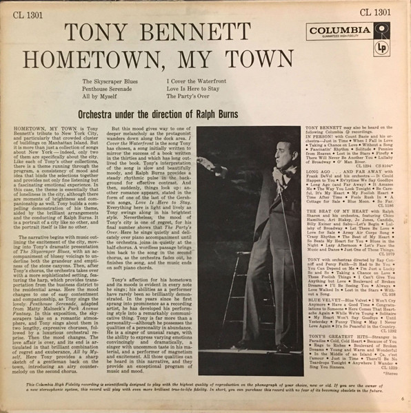Tony Bennett, Ralph Burns - Hometown, My Town (LP, Mono, RE)