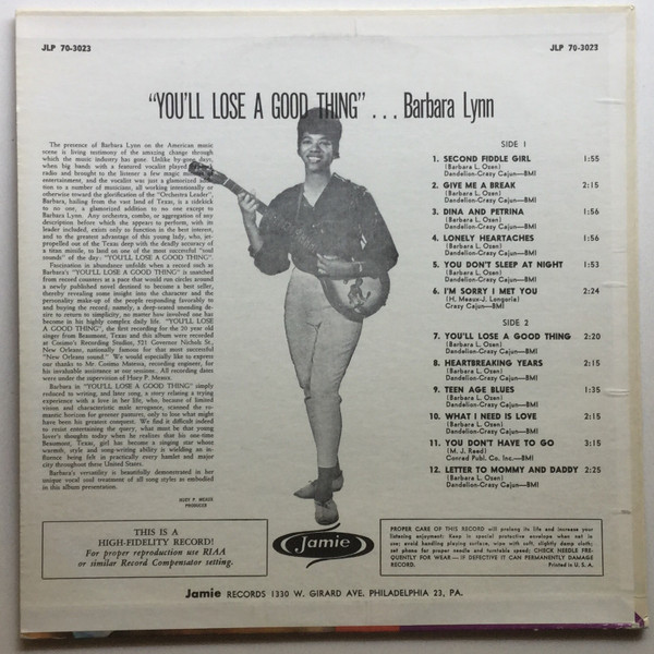 Barbara Lynn - You'll Lose A Good Thing (LP, Album, RE)