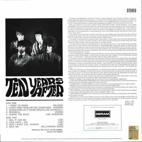 Ten Years After - Ten Years After (LP, Album, RE, 180)