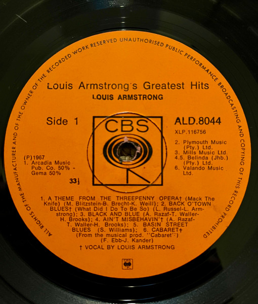 Louis Armstrong - Louis Armstrong's Greatest Hits (LP, Comp)