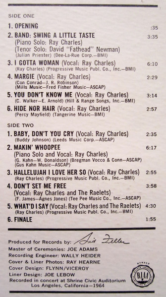 Ray Charles - Ray Charles Live In Concert (LP, Album, Mono)