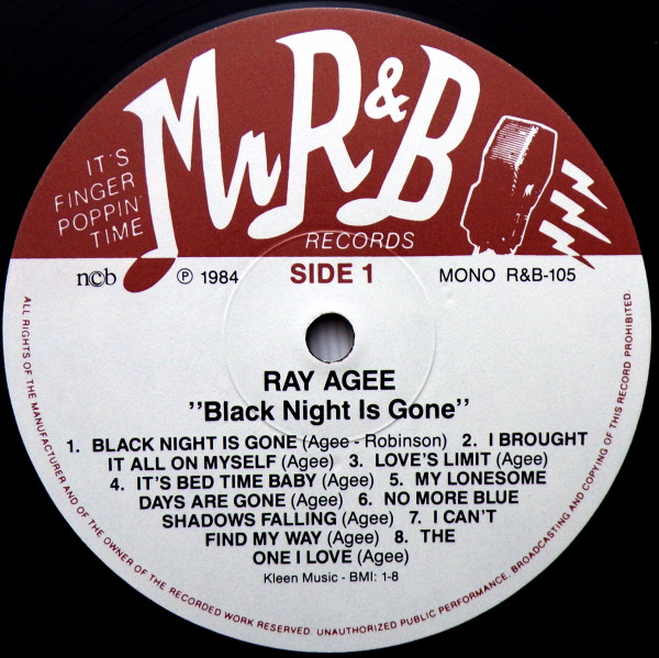 Ray Agee - Black Night Is Gone (LP, Comp, Mono)