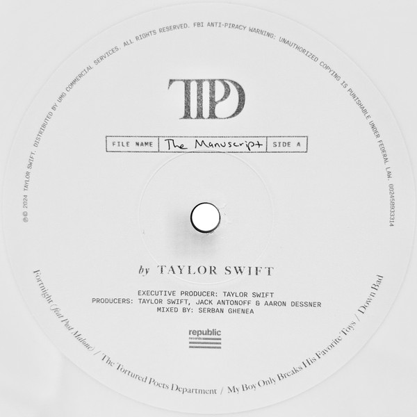 Taylor Swift - The Tortured Poets Department (2xLP, Album, Whi)