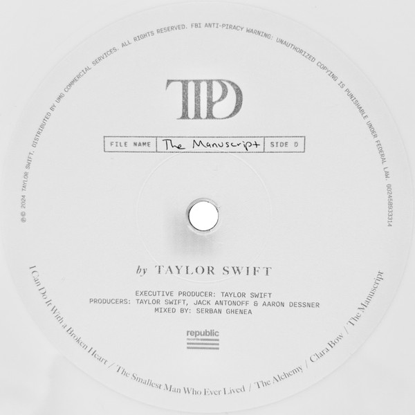 Taylor Swift - The Tortured Poets Department (2xLP, Album, Whi)