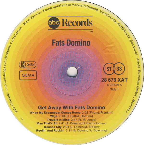 Fats Domino - Getaway With Fats Domino (LP, Album, RE)