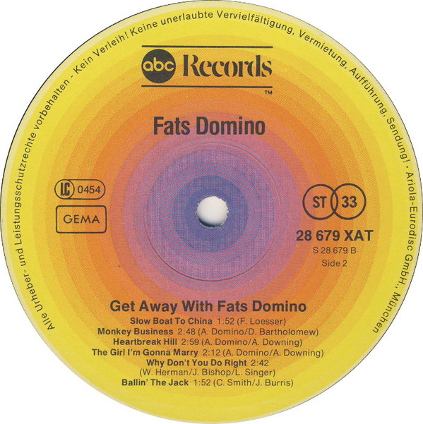 Fats Domino - Getaway With Fats Domino (LP, Album, RE)