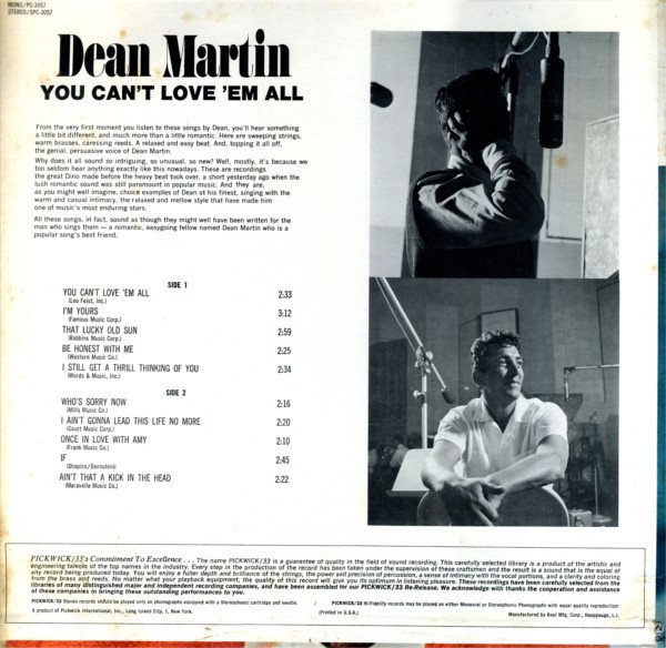 Dean Martin - You Can't Love 'Em All (LP, Comp)