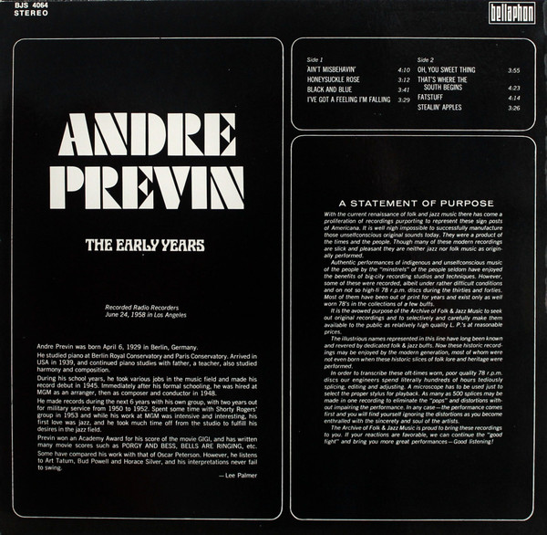 André Previn - The Early Years (LP)