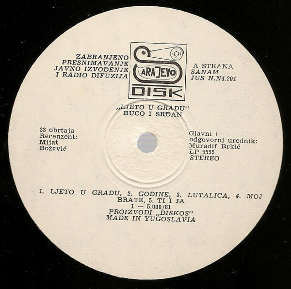 Buco & Srđan* - Ljeto U Gradu (LP, Album)