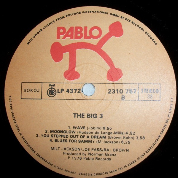 Milt Jackson - Joe Pass - Ray Brown - The Big 3 (LP, Album)