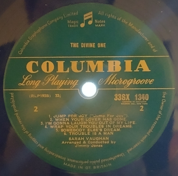 Sarah Vaughan - The Divine One (LP, Album, Mono)